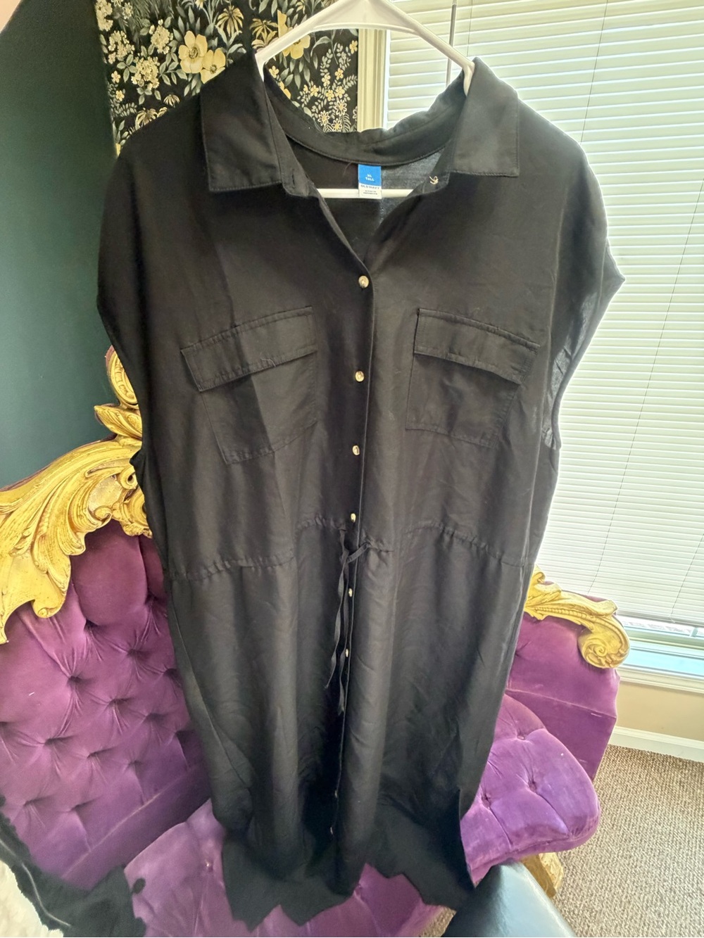 Old Navy Black Collared Shirt Dress